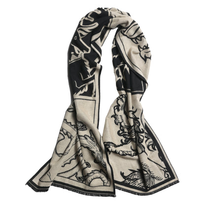 House Sigils - White/Black Woollen Scarf