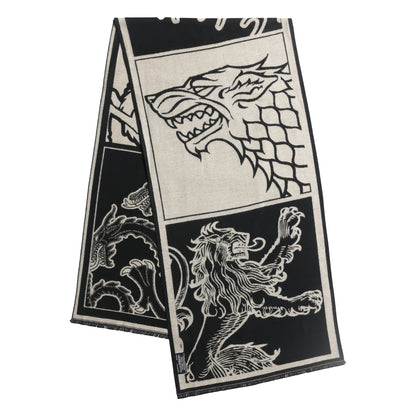 House Sigils - White/Black Woollen Scarf